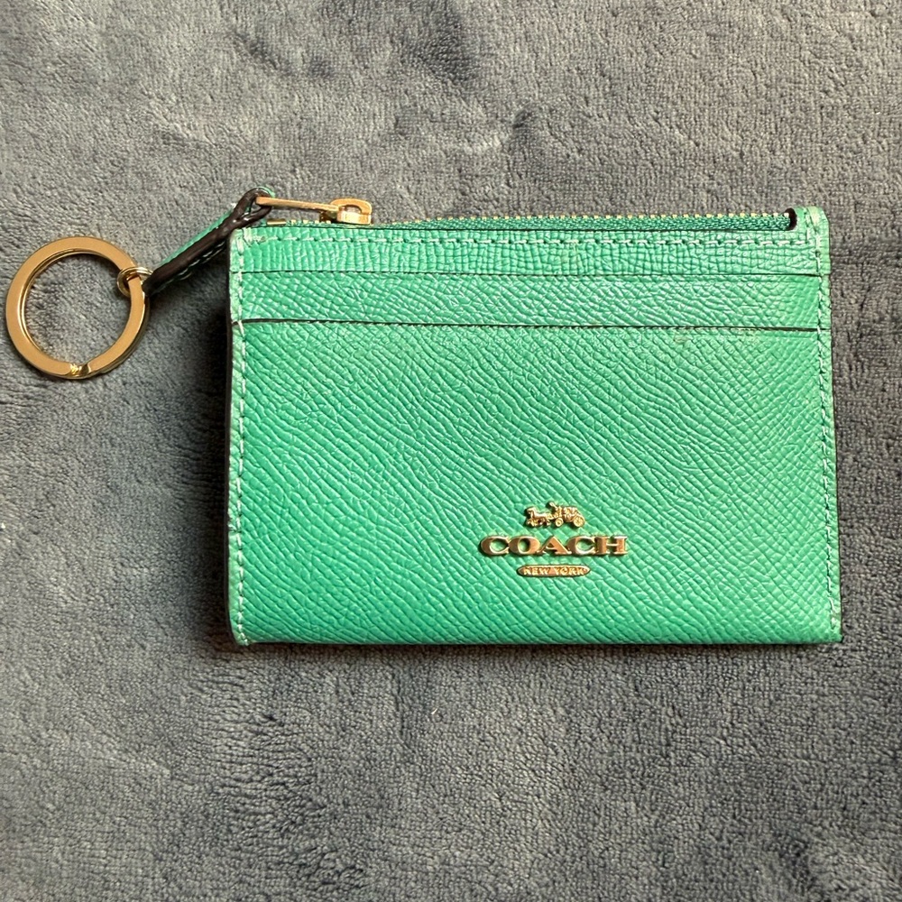 Coach Green Leather Pouch with Key Ring